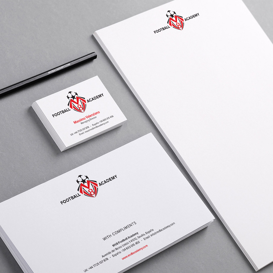 MV8 Football Academy - Stationery Design